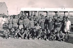 Fo'c's'le Rugby Team (? v. Top Division) Played on sand at Abadan, Iran in 1955/56. Image from Keith Butler