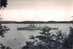 HMS Gambia off Steamer Point, Trincomalee, Ceylon, leaving for home 1955/56. Image from Keith Butler