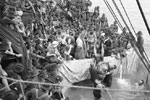 Crossing the line on a New Zealand troop transport ship around 1918. Photo by Rex Nan Kivell. National Library of Australia 149755518