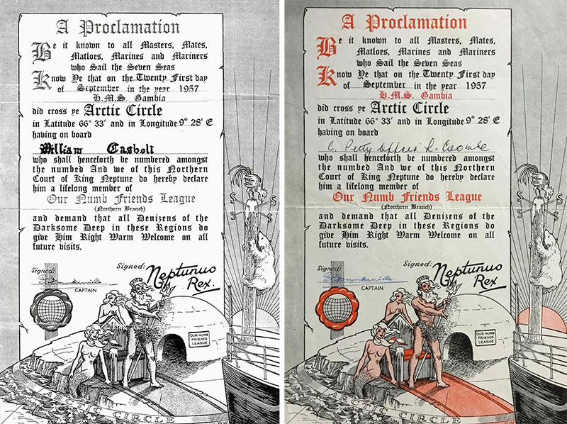 William Casbolt's and Leonard Coombe's Arctic Circle Certificates