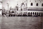 Gondolas moored at St. Mark's Square, Venice, 1950. Photo from Alan Clements