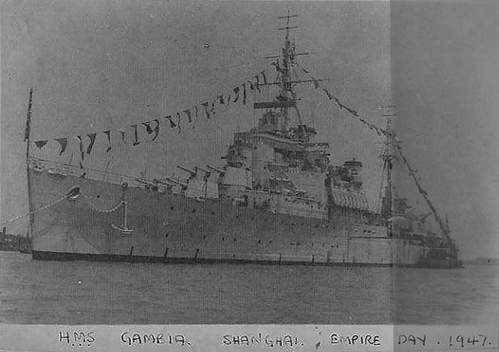 HMS Gambia on Empire Day, 1947