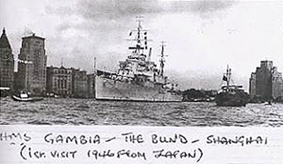 HMS Gambia, The Bund, Shanghai, 1946