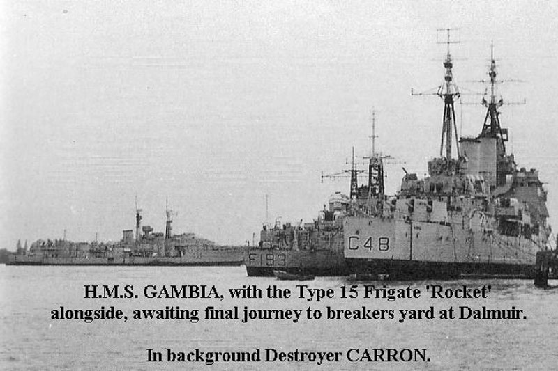HMS Gambia awaing breakers yard