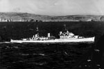 HMS Gambia on exercise off Malta, 1950