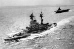 HMS Resolution and HMS Formidable of the Eastern Fleet sailing in the Indian Ocean during WWII. Photo: Lt. S. C. Oulds. Imperial War Museums A 11792