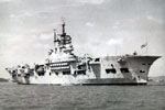HMS Unicorn, an aircraft repair ship and light aircraft carrier off singapore in 1949. Photo from Alexander Greaves, Arthur's grandson