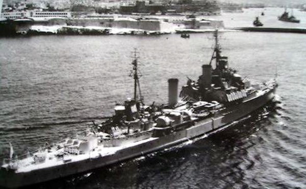 HMS Gambia, perhaps in Malta, 1955
