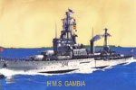 A postcard of HMS Gambia. Photo kindly provided by Royal Marine William Purdy's son, Garry