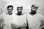 I do not know who this group of people are, but they're from HMS Unicorn. Arthur Hanlon is one the right of this trio. Photo from Alexander Greaves, Arthur's grandson