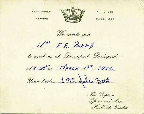 Homecoming invite to Mrs. Rees, 1956