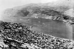 The town of Cephalonia. Units of the Mediterranean Fleet at anchor with medical supplies, food and water for the population, August 1953. Image from Imperial War Museums, A32633