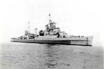 HMS Sheffield after repairs at the Boston Navy Yard, Massachusetts in 1945. U.S. National Archives 7321567