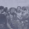 Yokohama, March 1947, Ernest Parkes holding barrel