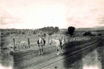 On Mrs. Bullock's farm at Nanyuki near Nairobi, Kenya in June 1955. Steve Bentley & Keith Butler horse riding on farm of Mrs Bullocks son, Mr Whitehead. Her other son was a Captain serving with the Royal New Zealand Navy. Image from Keith Butler