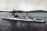 HMS Gambia at Steamer Point with her Paying Off pennant flying. The length of the Paying Off pennant is traditionally one foot for every year of the ship's service. Image from Keith Butler