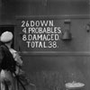 Malta convoy, August 5-13, 1942. HMS Indomitable's scoreboard. Photo: Lt. F. G. Roper. Imperial War Museum A11185