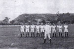 Kings Birthday Review. Hong Kong, 1947. Officer: Sub Lt. Nash. Front: Leading Seaman Tyack, Peter Cantlon
