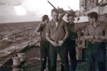 Royal Marine Bandsmen Erik Gaze, ???, Bill Hartland and Peter Westaway. Photo kindly supplied by Bill Hartland