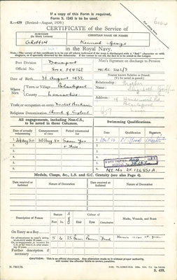 Ken Griffin's service certificate