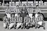 HMS Gambia's soccer team in Kuwait, 1955. Photo kindly submitted by Janet Kirkham, niece of sick berth attendant Ken Griffin