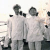 Ken Griffin and friend in waiter's rig at Trincomalee, Ceylon. Photo kindly submitted by Janet Kirkham, niece of sick berth attendant Ken Griffin