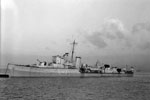 HMS Blackmore, a Hunt class escort destroyer, on the River Medway. Imperial War Museum FL 2205