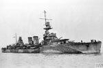 HMS Dauntless, a Danae class cruiser, April 1942. Imperial War Museums FL 5375