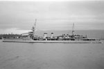 HMS Dragon, a Danae class cruiser, was built in December 1917 and scuttled near France in July 1944. Seen here on July 8, 1933. Photo: Walter Edwin Frost. City of Vancouver Archives CVA 447-4310