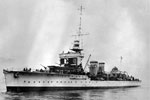HMS Dragon, a Danae class cruiser, was built in December 1917 and scuttled near France in July 1944. She is seen here just after copletion in 1918. Imperial War Museums FL 798