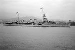 HMS Dragon, a Danae class cruiser, was built in December 1917 and scuttled near France in July 1944. Seen here in 1933. Photo: Walter Edwin Frost. City of Vancouver Archives CVA 447-4310-1