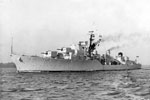 HMS Duchess, a Daring class destroyer in November 1952. She was launched in 1951, transferred to the Royal Australian Navy in 1964, and broken up in 1980. Imperial War Museum A 32378