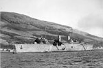 Submarine depot ship HMS Forth with the submarine HMS Sea Nymph at Holy Lock. Photo from Imperial War Museums FL 10203