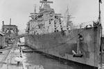 HMS Gambia at Devonport Dockyard, probably after WWII