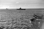 In line astern from HMS Warspite - HMS Illustrious and HMS Formidable in the Indian Ocean. May 29, 1942 Photo: Lt. D. C. Ouids. Imperial War Museums A 10660