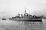 HMS Manxman, June 1945. She was an Abdiel class minelayer launched in 1940, converted to a minesweeper support ship in 1963, and sold for breaking up in 1972. Imperial War Museums FL 4437