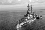 HMS Resolution at anchor during WWII. Imperial War Museums FL 18214