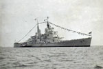 HMS Vanguard at the Spithead review, 1953