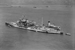 HMS Warspite seen refuelling at Port Victoria, Seychelles. June 28, 1942. Photo: Lt. D. C. Ouids. Imperial War Museums A 11033