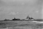 Ships of the Eastern Fleet, left to right: HMS Illustrious, HMS Formidable, HMS Warspite. July 1942. Photo: Lt. H. A. Mason. Imperial War Museums A 13454