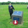 Len showing us all by example, and proud to show that he had cleaned the Gambia Memorial