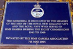 NMA HMS Gambia memorial plaque