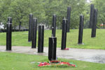 A very wet day at the New Zealand War Memorial, Southern Stand, at Hyde Park Corner, London. August 9, 2017