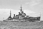 HMNZS Gambia in Hauraki Gulf, New Zealand, 1945 taken by Tudor Washington Collins. Photo from Royal New Zealand Navy.