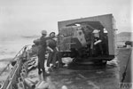 One of the Quilliam's guns in action during the bombardment of Sabang. Operation Crimson, July 25, 1944. Photo: Lt. C. Trusler. Imperial War Museums A 25108