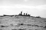 The American battleship USS Washington riding the swell in Mid-Atlantic. The task force was under the command of Rear Admiral R. G. Griffen. April 3-4, 1942. Photo: Lt. R. G. G. Coote. Imperial War Museum A 9240