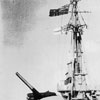 The battle ensign flown while bpmbarding Kamaishi on August 9, 1944. This photo kindly donated to the HMS Gambia Association by Peter Maben, son of Jack Maben who served on HMNZS Gambia as a Royal Marine.