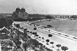 Seafront, "Lungomare" (sea-walk) and Roman Catholic church, Benghazi, Summer 1950. Photo from my dad's albums.