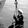 CinC Grantham on a jackstay. Photo from my dad's albums.
