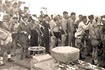 Waiting for the Bears, those nasty Neptune's helpers. Crossing the Line ceremony on HMS Gambia, July 22, 1955. Image from Amanda Dalton
